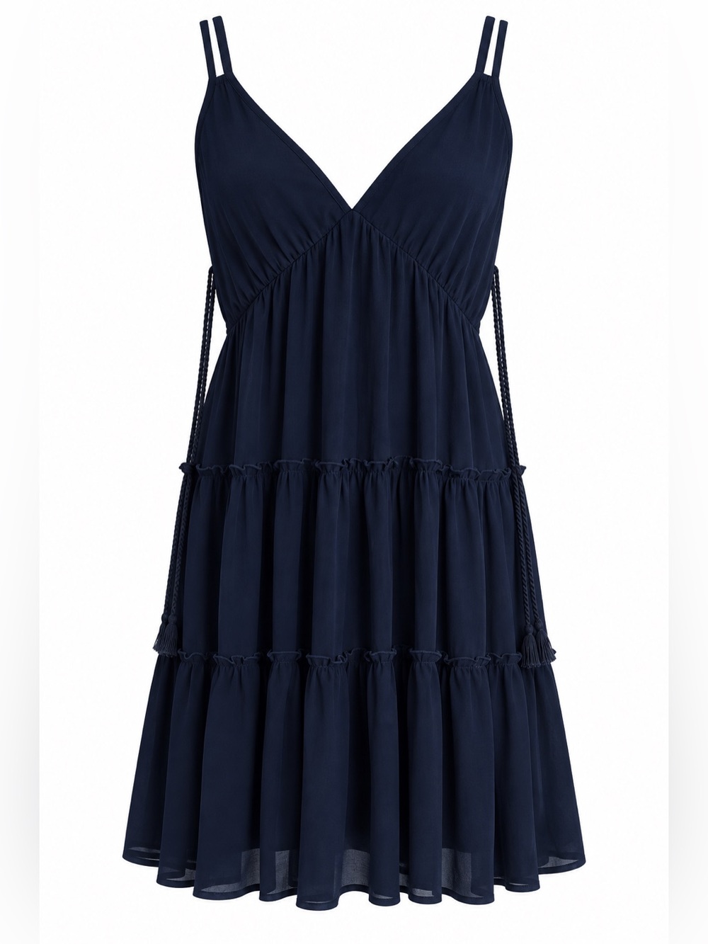 AQUA Navy Blue Babydoll Dress Large